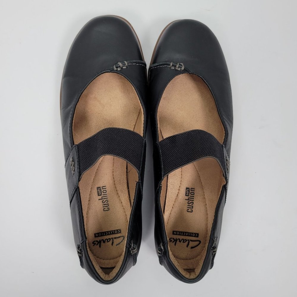 Clarks Collection Soft Cushion Women's Mary Jane Black Leather Shoes US Size 7.5 - Picture 5 of 8